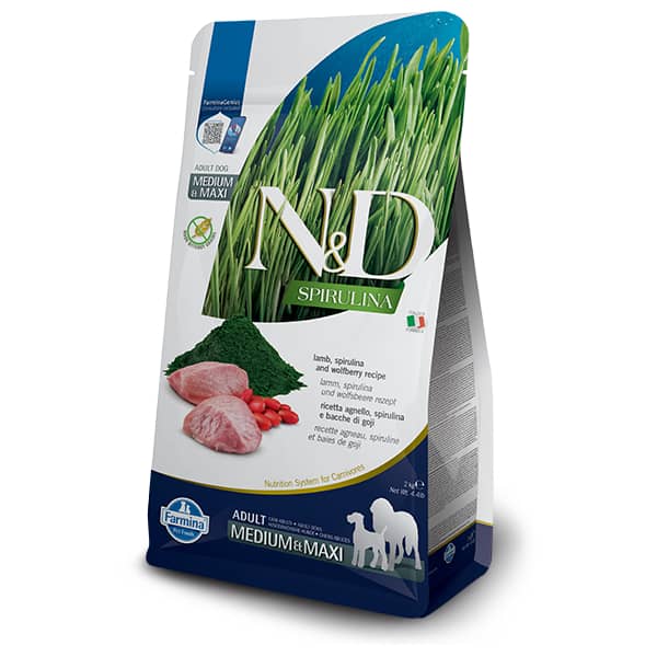 FARMINA N&D DOG GF SPIRULINA LAMB M/L suņu barība Jērs, spirulīna 7kg